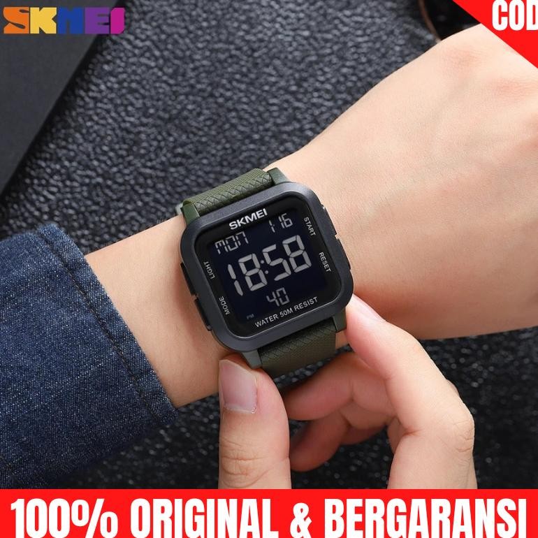 [Kecil Jam Tangan Pria Wanita Kotak Skmei Fashion Digital Anti Air Garansi Original Skimei 1894 Df-8