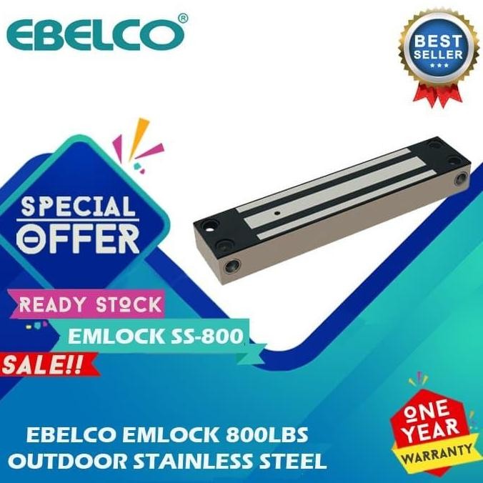 EBELCO EMLOCK SS-800 MAGNETIC LOCK STAINLESS STEEL OUTDOOR 800LBS ORIGINAL DAN TERPERCAYA