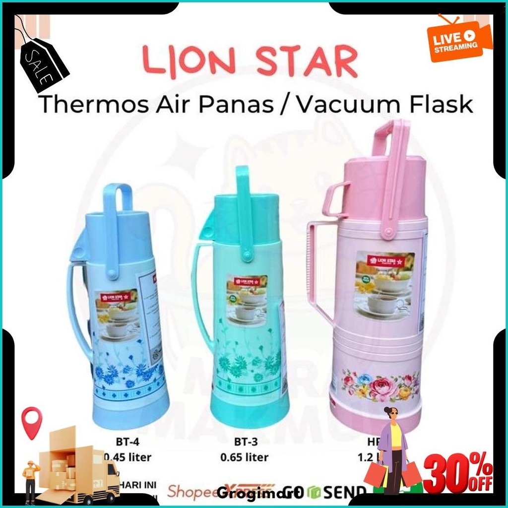Lion Star Thermos Air Panas Vacuum Flask 0.45 0.65 1.2 Liter Termos Air Panas Kecil / Termos Piknik 