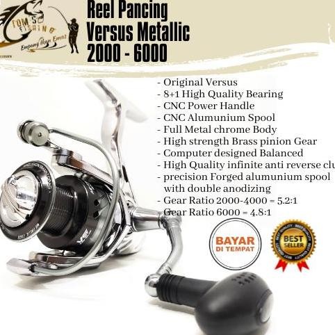 Reel Pancing Versus Metallic 2000-6000 (8+1Bearing) Power Handle, Body Metal Murah - Toms Fishing