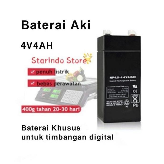 Awafash- BATERAI AKI 4V 4AH / Baterai Timbangan Digital aki motor | baterai timbangan digital - bate