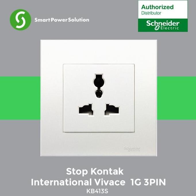 Awafash- Schneider Stop Kontak Universal 3 Pin Vivace - KB413S