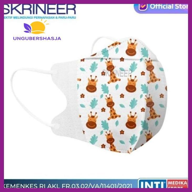 (ORIGINAL) SKRINEER - MASKER ANAK DUCKBILL 4 PLY SACHET | SURGICAL MASK EARLOOP KESEHATAN PERLENGKAP