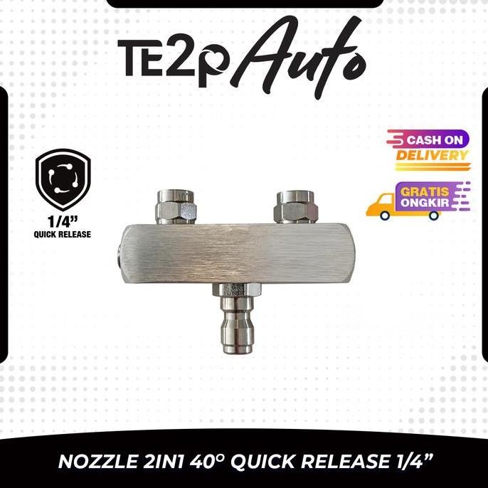 Te2p Auto Nozzle Tip 2in1 40 Ujung Semprotan Gun Penyemprot Nosel 2 Mata Quick Release Adaptor 1/4" 