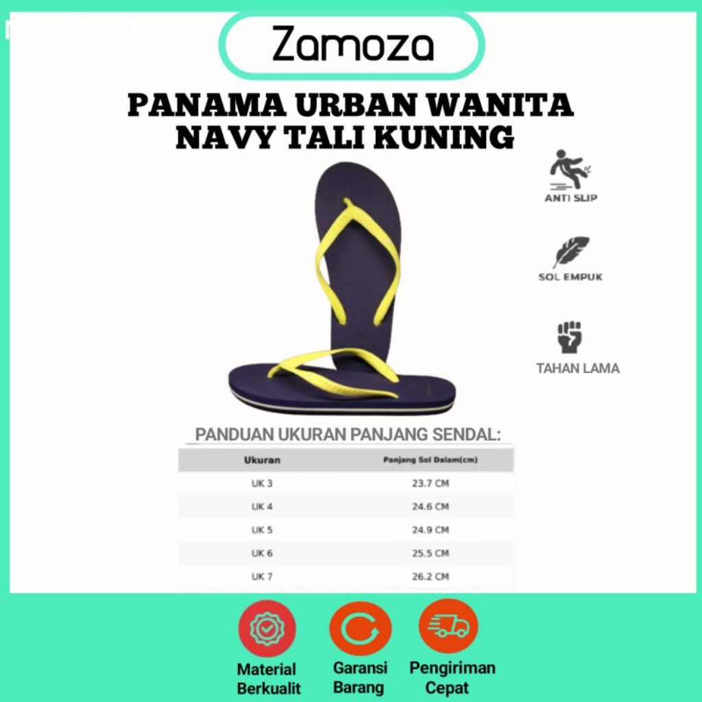 Sendal Panama Wanita Urban Female Biru List Kuning
