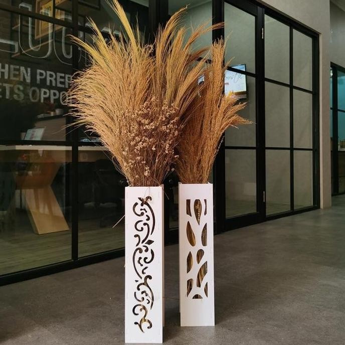 NORDIC Vas Bunga Lantai Tinggi Pot Kembang Guci Daun Kering Vase Kayu SS