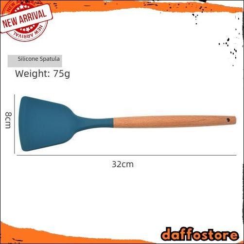 GROSIR Spatula Silikon Utensil Gagang Kayu Tahan Panas Sutil Silikon Tahan Panas