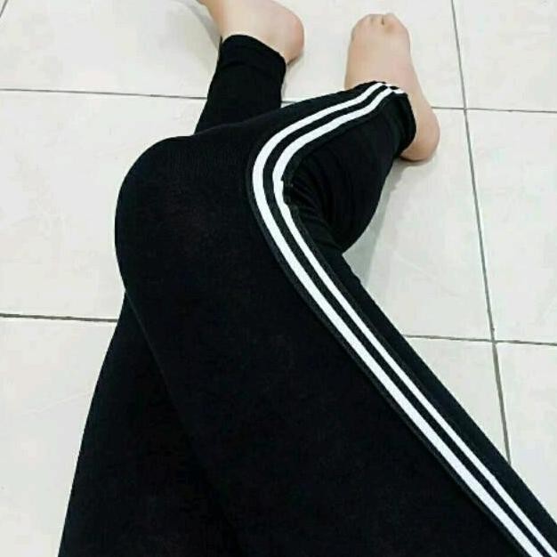 Promo LEGGING IMPORT LIST 2 PUTIH - CELANA LEGGING HW LIS PUTIH - LEGGING MURAH IMPORT Santai Tebal 