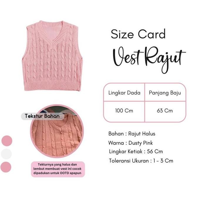 DF258>> MOutfit 1 Set Baju Outfit Korea Hijab Remaja Formal ( Atasan Vest Rajut Cable Pink + Kemeja 