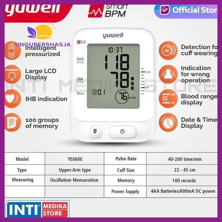 (ORIGINAL) YUWELL - TENSIMETER DIGITAL YE 660E | TENSI DIGITAL YUWELL KESEHATAN PERLENGKAPAN MEDIS R