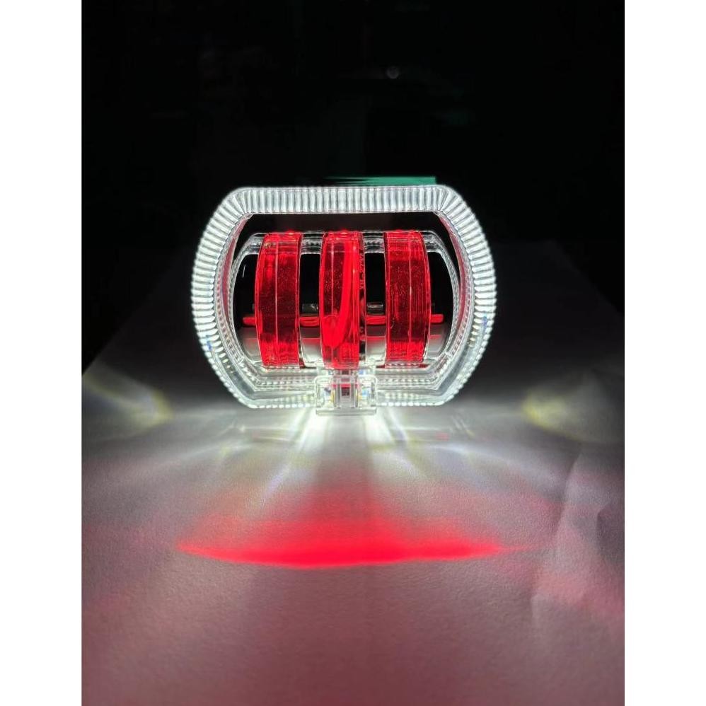 NEW ~ Projector BIled 3 Lensa 8D  Cut Off  Lampu Tembak LED biled 3inch Shroud + Devil Laser U20