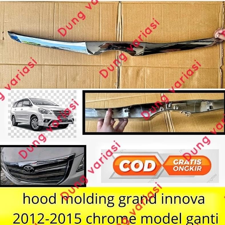 hood molding list kap mesin grand Innova chrome model ganti 2012,2015 Aksesoris Mobil