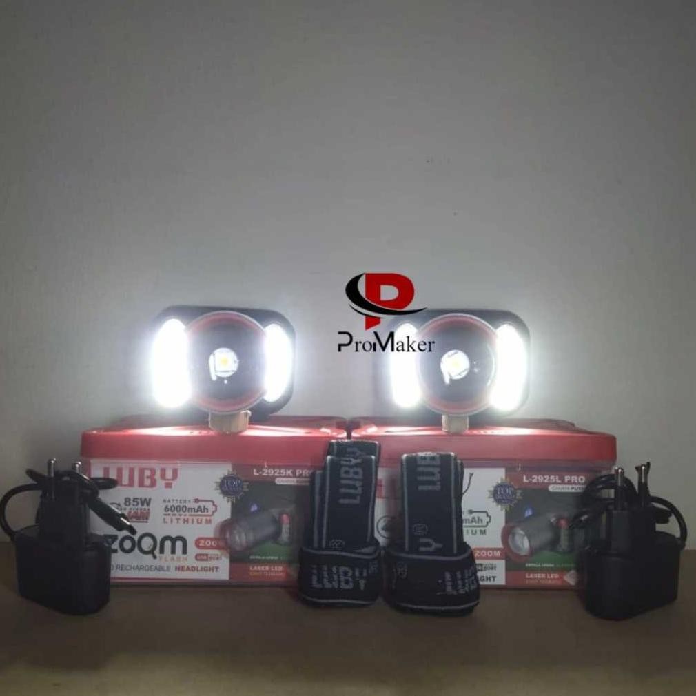 Senter Kepala LED Luby 85W L-2925L PRO Cahaya Putih & L-2925K PRO Cahaya Kuning  Zoom Flash Garansi 