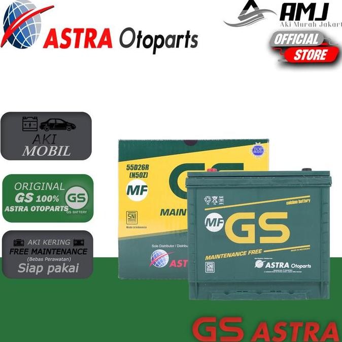 Ok GS MF Astra  Aki Mobil Kijang Super N50Z - 60Ah Aki Kering Ok