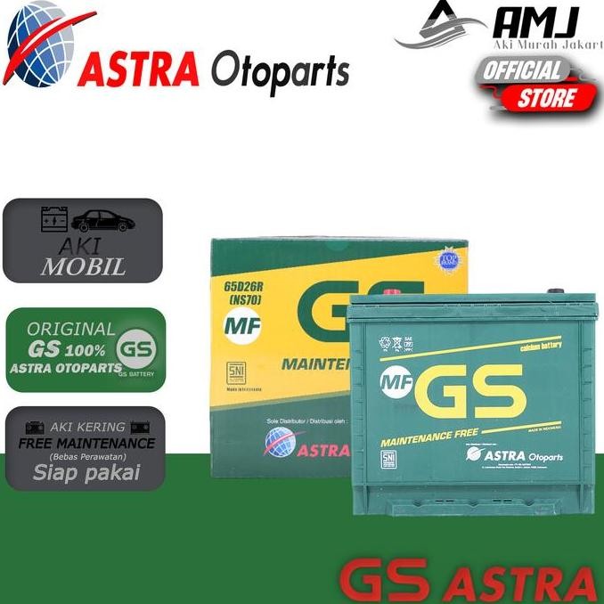 * GS MF Astra Aki Mobil Toyota Kijang Grand NS70 - 65Ah Aki Kering *