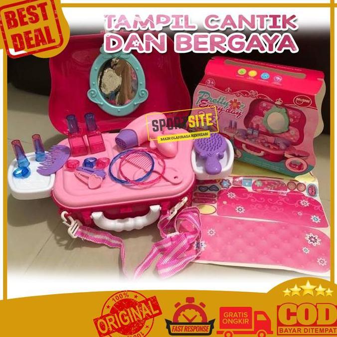 Pretty Everyday 2in1 Little Bag Fashion You Make Up Set Mainan Anak Meja Koper Rias Hair Dryer Lipst