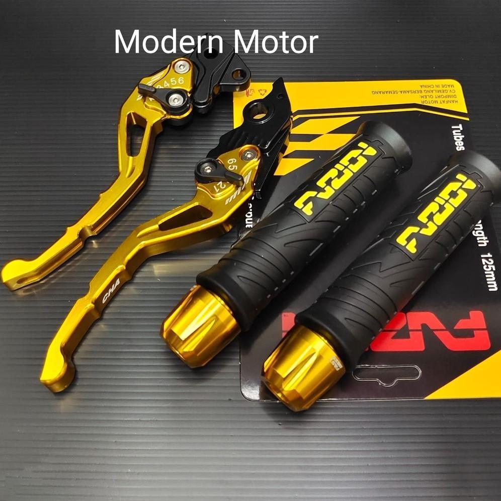 Paket 3in1 Handgrip FUZION 100% Original + Jalu Stang Full CNC + Handle Setelan CNC Universal Motor 