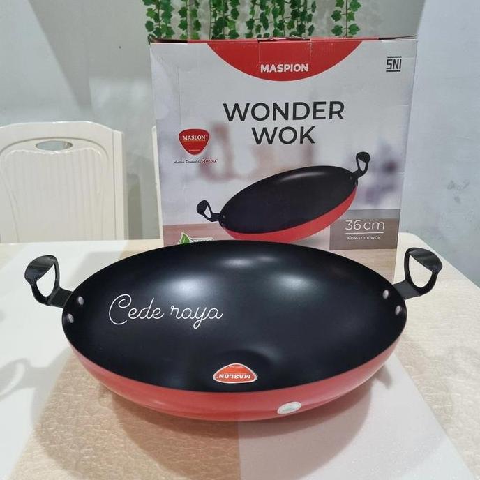 TERBARU - kuali / wajan teflon anti lengket wonder wok maspion 30 cm & 36 cm