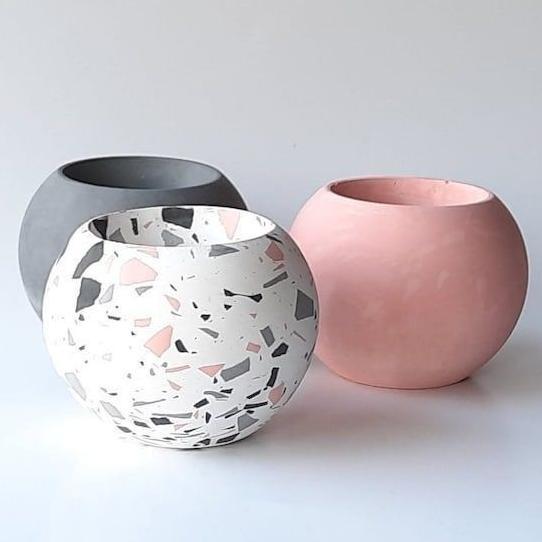 Promo Cod Pot Sukulen Bulat Besar / Pot Kaktus / Pot Semen /Pot Lilin | Souvenir Concrete Pot Mini .