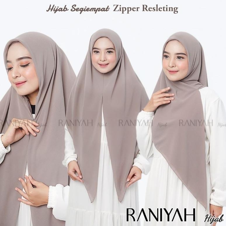 Hijab Segi empat Zipper Resleting || Khimar Zipper Segi Empat Instan Ceruty Babydoll