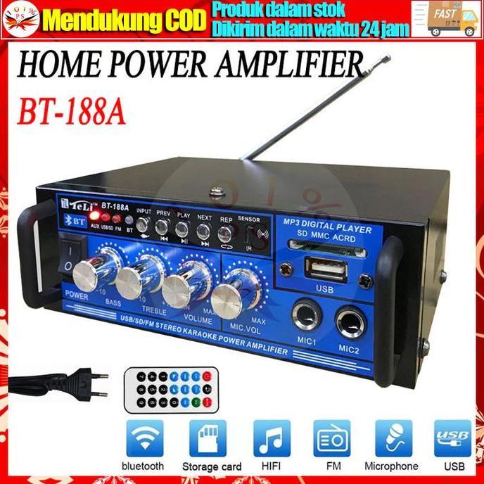 JOANNE- Amplifier Mini Bluetooth BT-188A Power Amplifier Bluetooth EQ Audio Karaoke Home Theater FM 