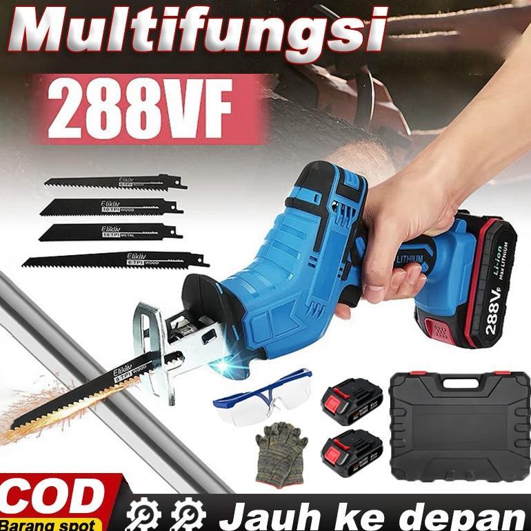 EFFORT Gergaji mesin mini multifungsi Reciprocating saw Gergaji Baterai Pemotong Listrik Kayu Logam 