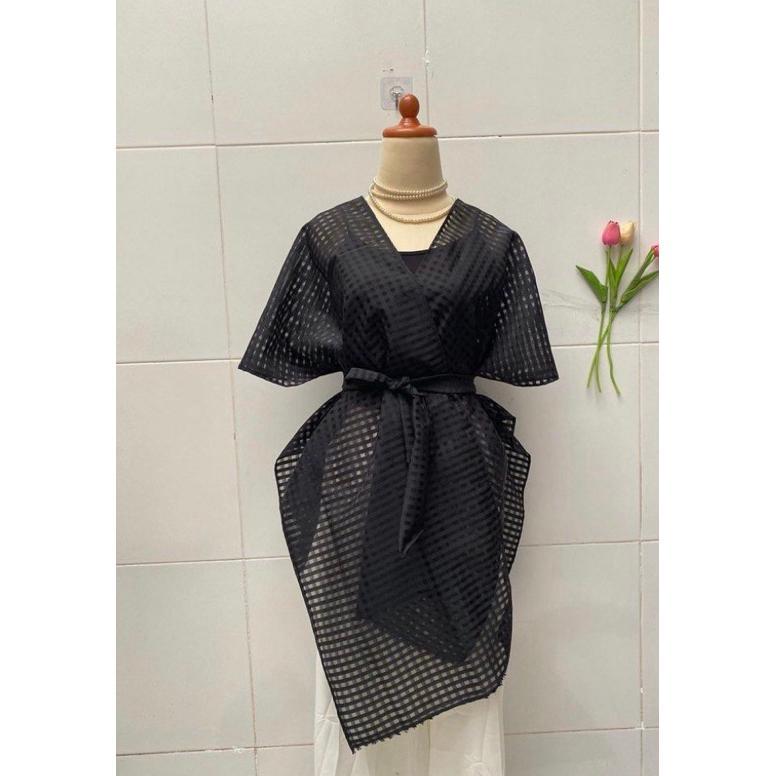 Baju Kondangan Organza Kotak Dengan Belt Ld 130