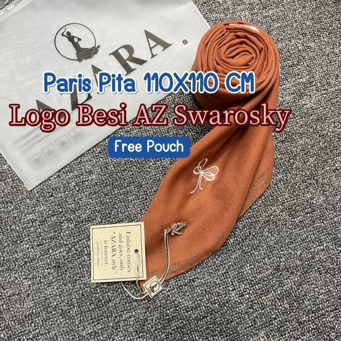 DY8 >> Paris Pita Coquete 110X110 cm free Pouch Logo Besi AZ Swarosky Mewah Square Muslim Jilbab Ins