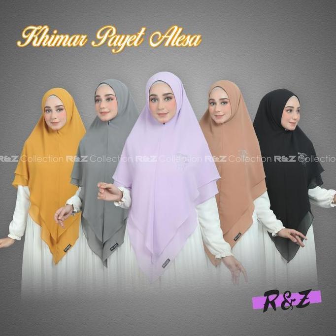 DF262>> KHIMAR 2 LAYER CERUTY PAYET ALESA/JILBAB JUMBO 2 LAYER PAYET /HIJAB KHIMAR 2 LAYER PAYET ALE
