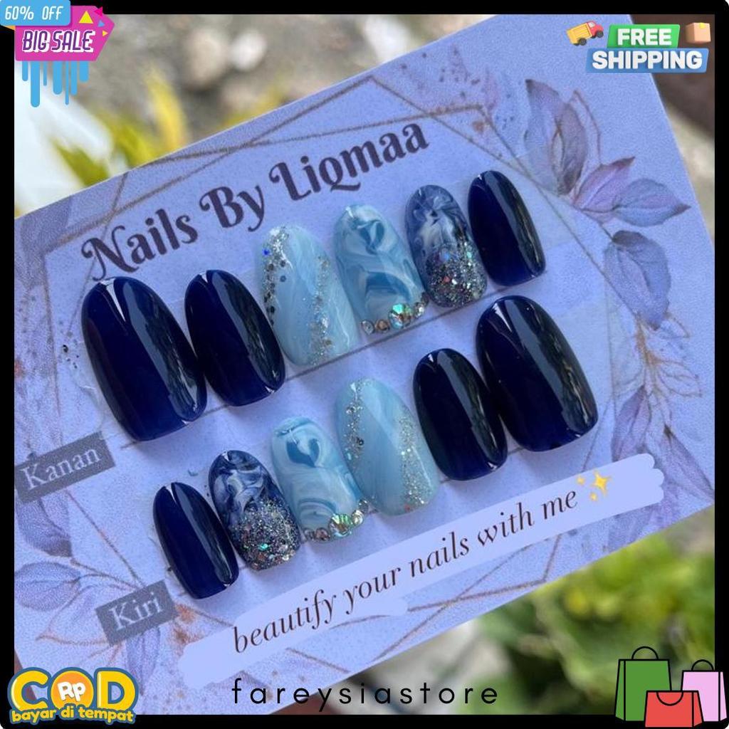 50% Off Kuku Palsu Navy / Kuku Palsu Wedding / Kuku Palsu Biru / Nail Art