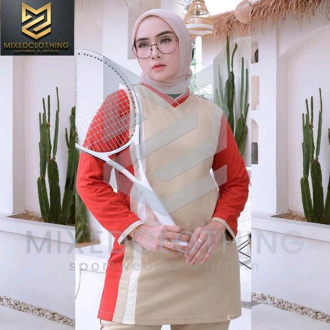DB140 }} Baju olahraga muslim Sport Wanita- Atasan Kaos Tunik Dewasa