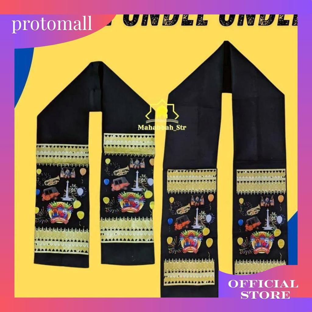 Syal Ondel Ondel Betawi Unisex Motif Bajai Monas Balon Kerak Telor Promo
