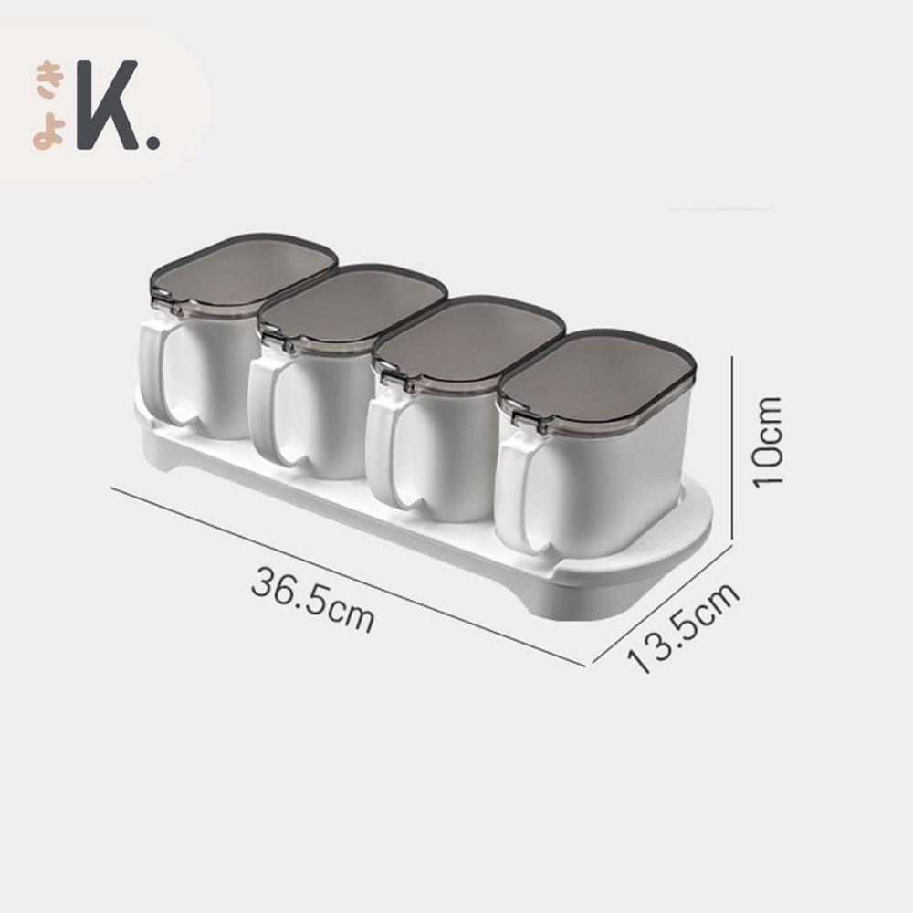 KYO TEMPAT BUMBU DAPUR SET 4 IN 1 RAK BUMBU DAPUR Spice Jar Set Container Condiment peralatan dapur