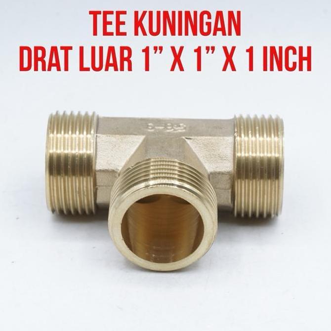 KAHONO- YOLO Tee T Cabang 3 Arah Drat Luar 1 x 1 x 1 inch Nepel Nipel Nipple Kuningan Sambungan Pipa