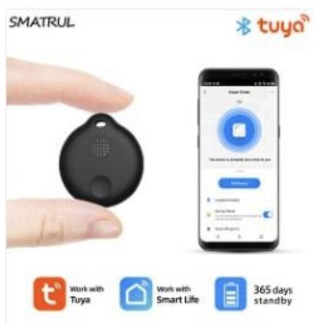 KAHONO- Smatrul Black Smart Finder Tracker Bluetooth Key Tag Finder Tuya find