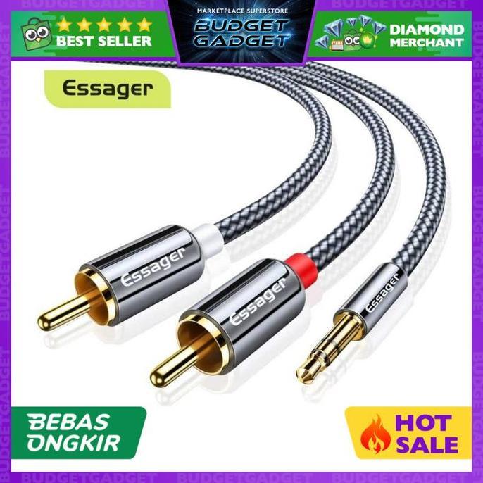 SHANKS Essager Kabel Audio HiFi 3.5mm to RCA 2 Meter - AV117 Metal