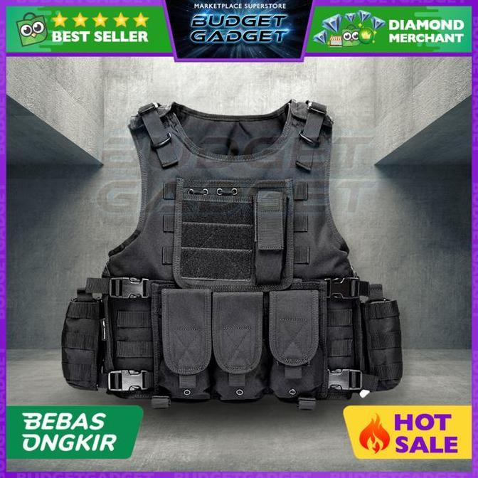 SHANKS TAFF Rompi Pelindung Airsoft Tactical Vest Combat SWAT Body Armor Pocket Bahan Oxford 600D Ri