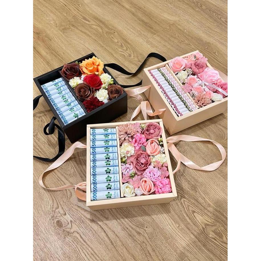 Money Flower Box - Bunga Box Gift - Money bloom box uang - Flower Money in Box HM