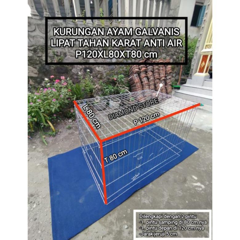 Kurungan Umbaran Tenggaran Kandang Ayam Galvanis Murah Anti Karat I P120x80x80 Cm ready stock  samar