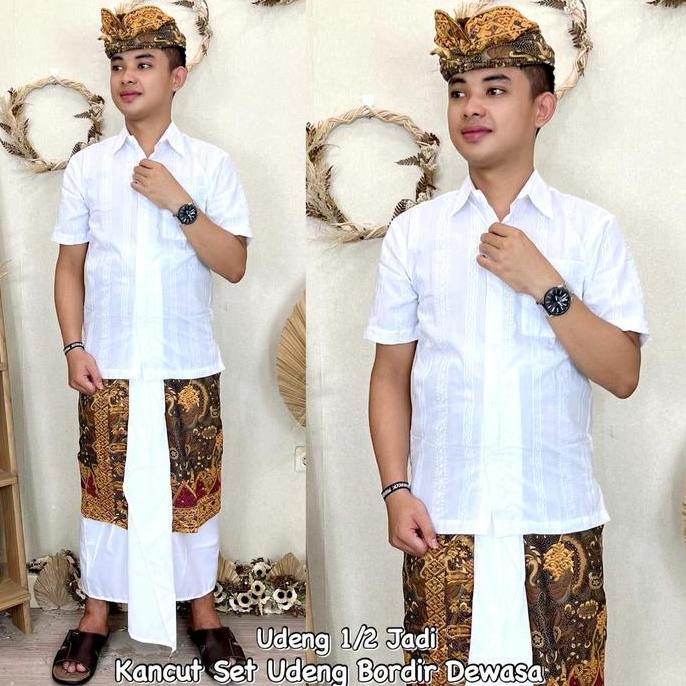set setelan kamen saput udeng baju safari anak laki-laki/busana adat bali ke pura anak dan dewasa RD