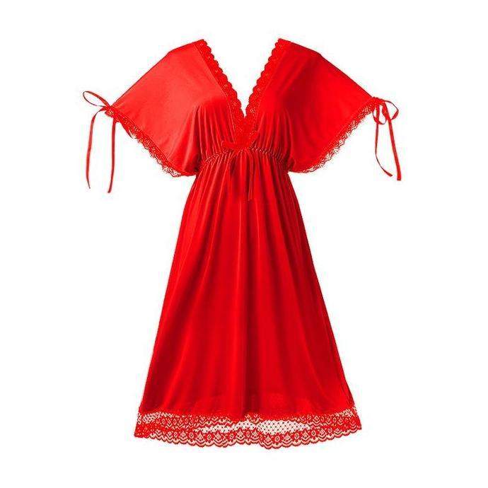 [Perpaj] Lingerie Panjang Jumbo Daster Baju Tidur Spandex Sutra V-Neck 1323