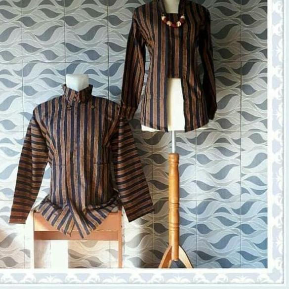 Baju Surjan Lurik Pria/Kebaya Lurik Wanita/ Baju Adat Jawa/Baju Khas Solo Jogja Dewasa Motif YAN