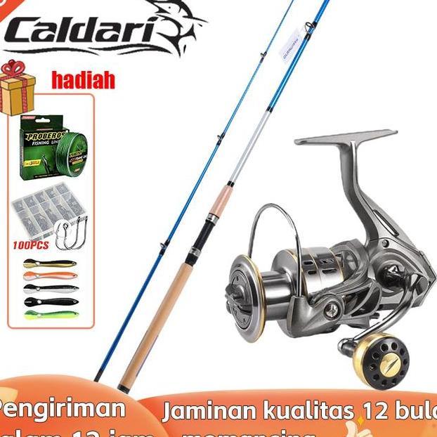 Caldari Pancing 1 Set Lengkap Metal Reel Pancing Joran Pancing 1 Set Joran 1 Set Roda