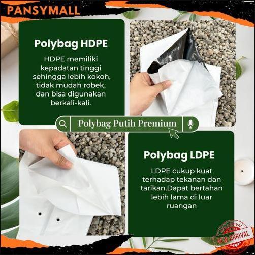 Termurah Polybag Putih 40 x 40 Isi 50 Lembar - Polybag Premium Putih / Putih - Hitam Putih