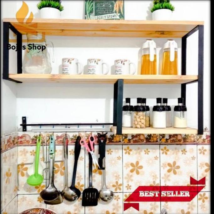TERBARU - Kichen set rak dinding dapur rak ambalan dinding rak bumbu dapur 70cm