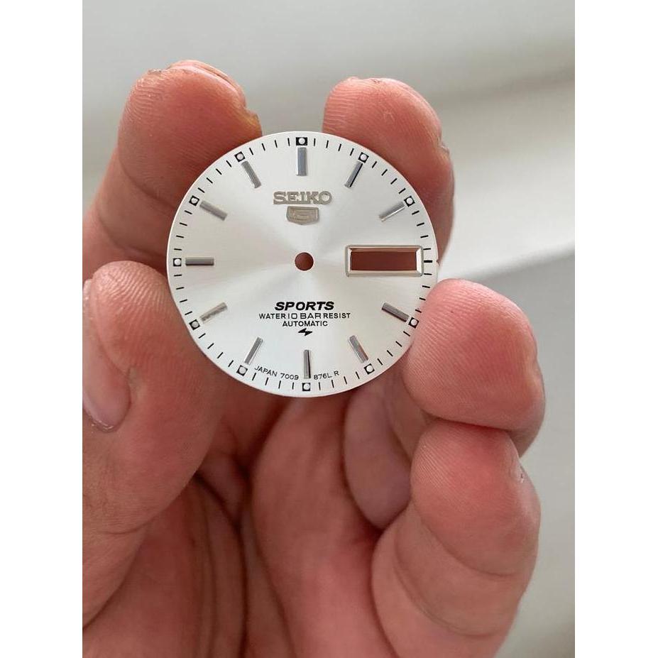 Plat dial jam tangan seiko silver 28,5mm 7009 7s26 7s36 dial jam seiko 5 sport