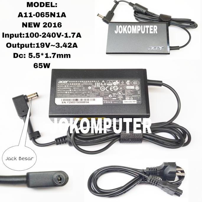 TERBARU - Adaptor Charger Acer TravelMate P2 P249-G2-M 19V 3.42A 5.5x1.7mm