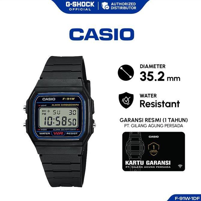 Casio jam Tangan Pria Digital F-91W-1DG