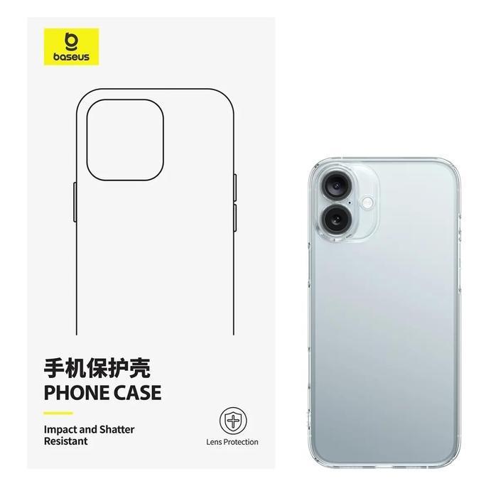 DS7 >> SOFT CASE IPHONE 16/16 PLUS/16 PRO/16 PROMAX BASEUS CLEAR CASE WITH LENS PROTECTOR TRANSPARAN