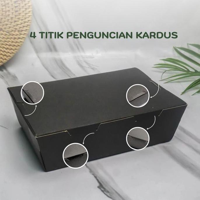 paper lunch box kotak makan kertas 315 gr tanpa rakit hitam size M